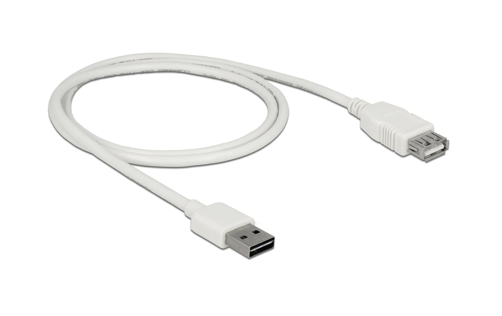 DeLOCK USB-A Verlängerungskabel (Stecker auf Buchse) – USB 2.0 (480 Mbit/s) – 1 m – Goldkontakte – Weiss