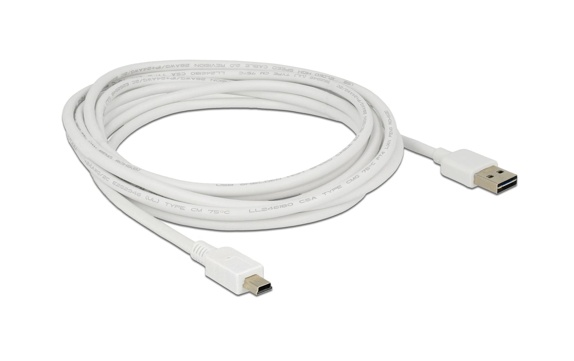 DeLOCK USB-A auf Mini-USB-B Kabel – USB 2.0 (480 Mbit/s) – 3 m – Weiss