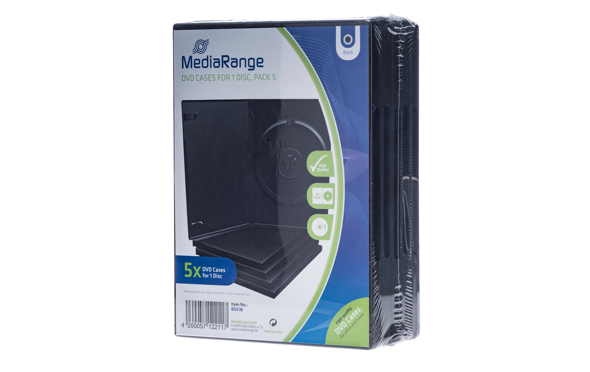 MediaRange DVD-Hülle – 1 Disk, Kunststoff, 136 × 70 × 191 mm, 5er Pack