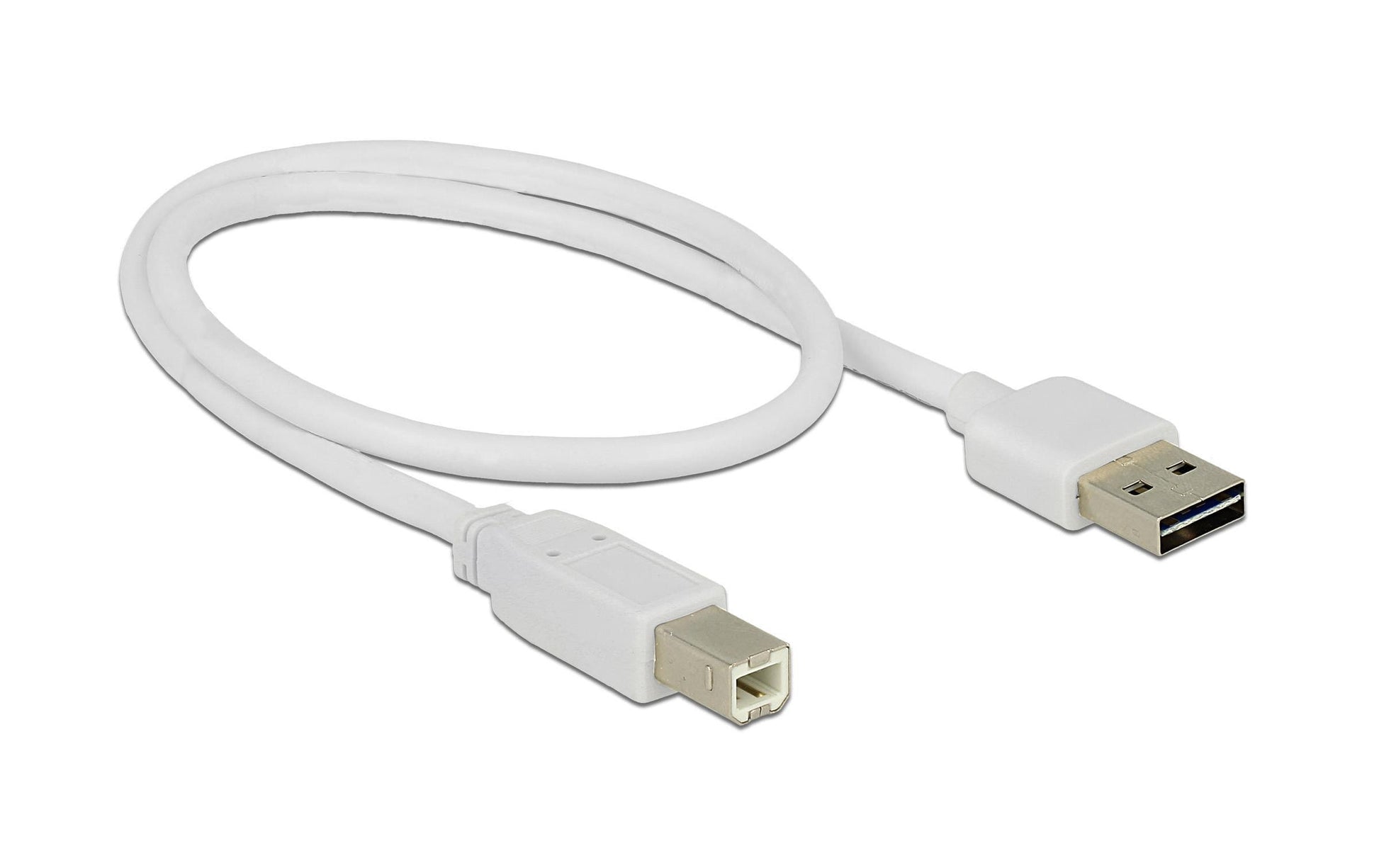 DeLOCK USB-A auf USB-B Kabel – USB 2.0 (480 Mbit/s) – 0,5 m – Goldkontakte – Weiss