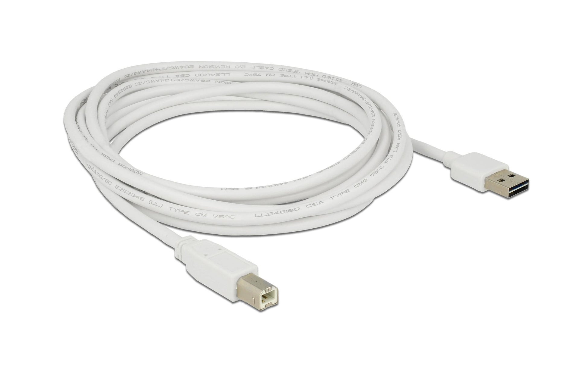 DeLOCK USB-A auf USB-B Kabel – USB 2.0 (480 Mbit/s) – 3 m – Weiss