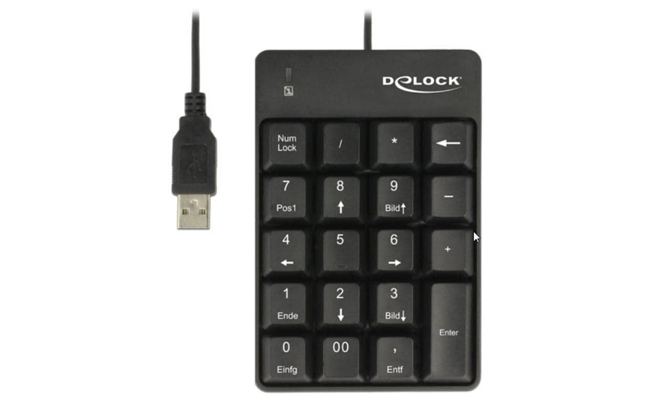 DeLOCK 12481 – Nummernblock – USB-A kabelgebunden – 19 Tasten – Schwarz