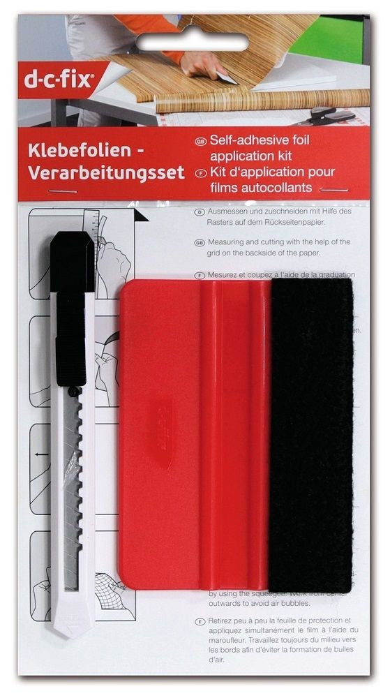 d-c-fix Folien-Verarbeitungsset – mit Cuttermesser & Gummirakel – für universell – 2-teilig