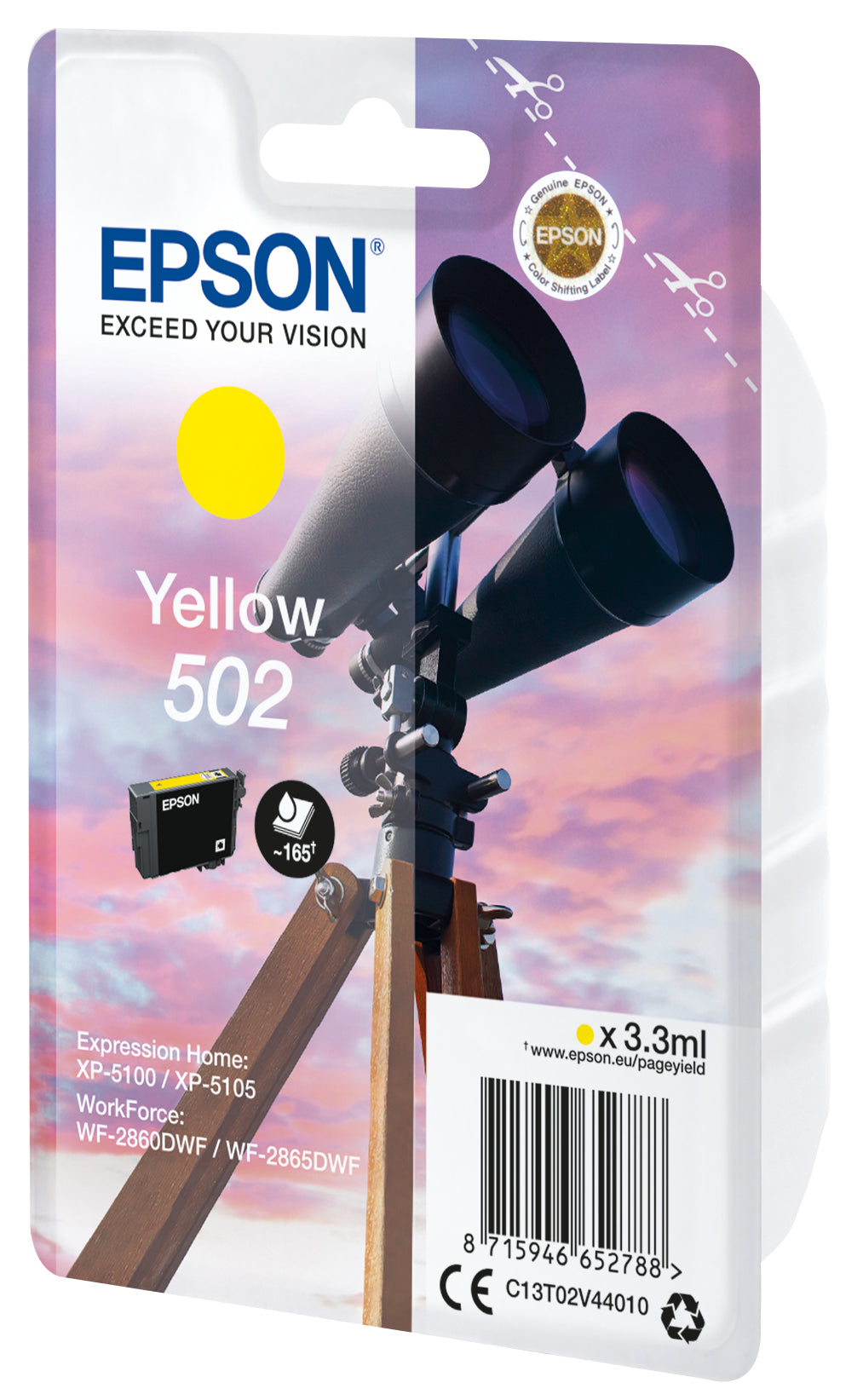 Epson Tintenpatrone 502, Gelb, 165 Seiten