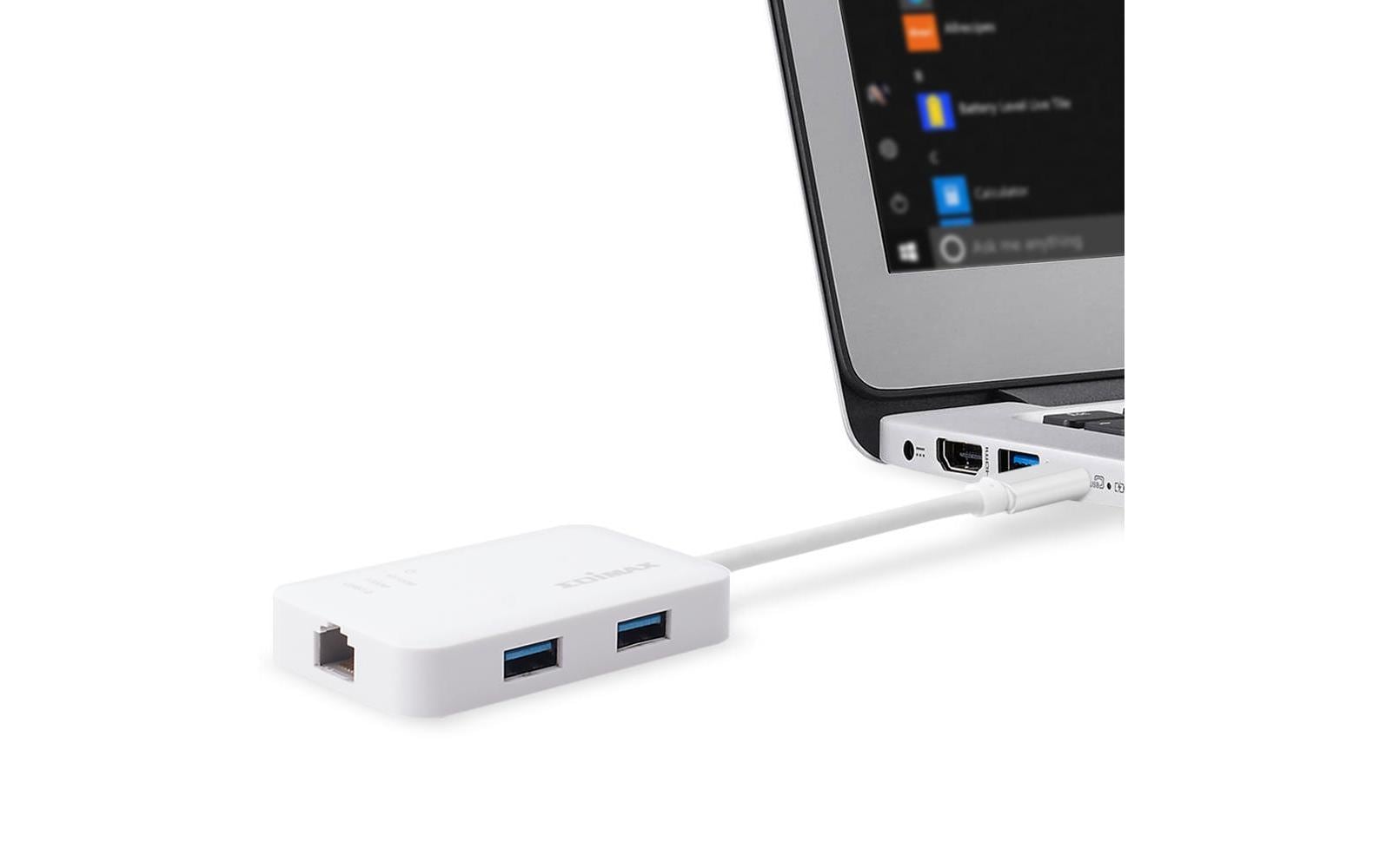 Edimax EU-4308 USB-Hub – USB-C, 3× USB-A, GbE, für Windows/Mac/Linux