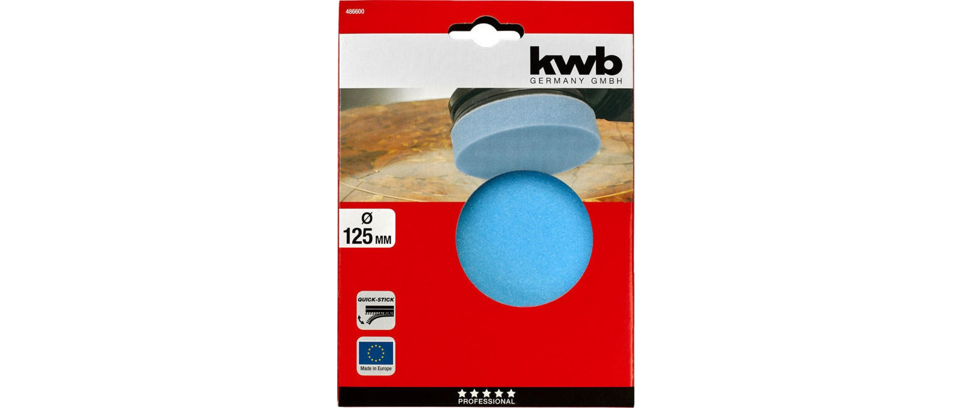 kwb Polierschwamm, Quickstick, 125 Sb, 115 mm, Blau, Grau