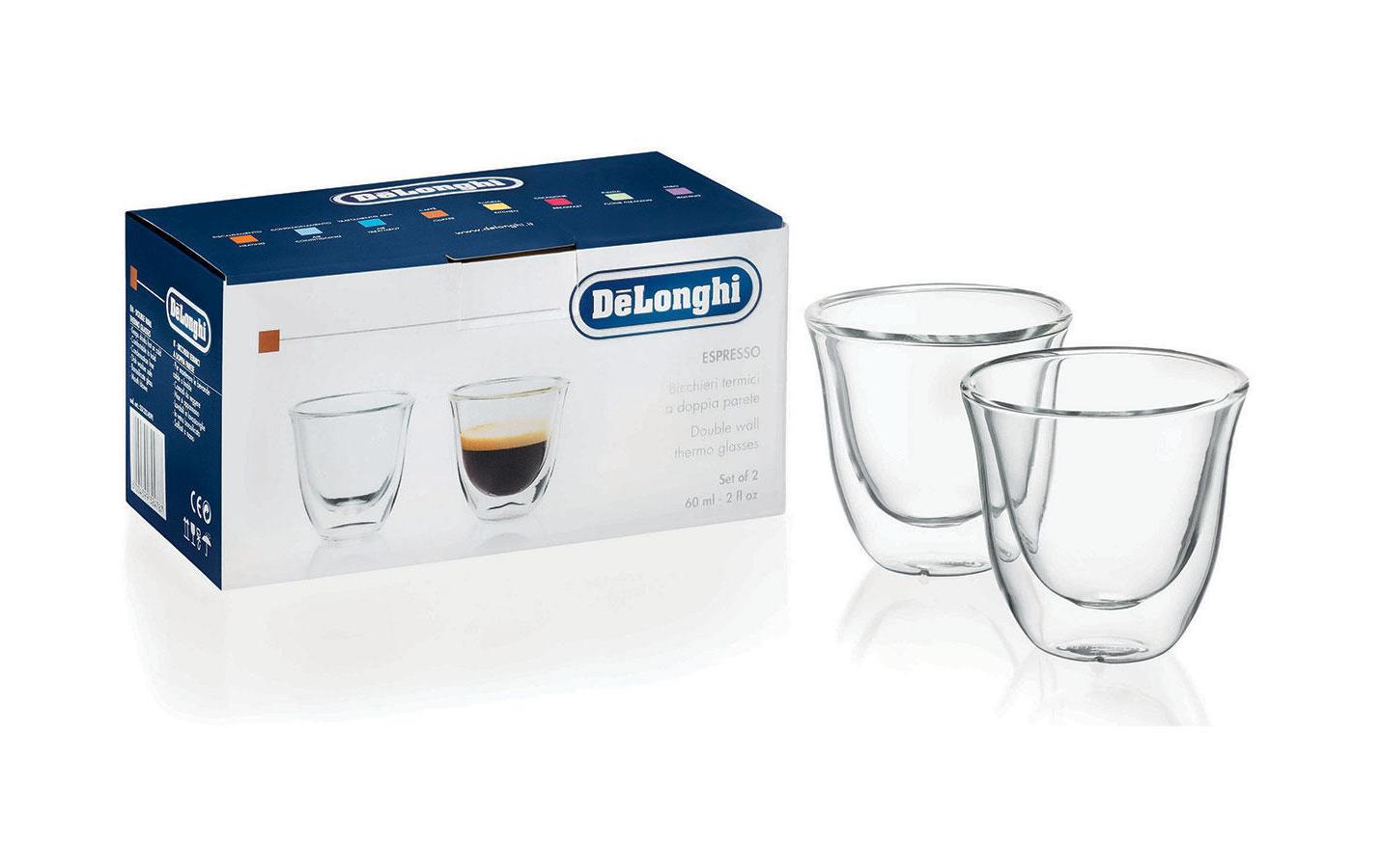 De’Longhi De'Longhi Espressoglas – 0,06 l, Borosilikatglas, transparent, doppelwandig, spülmaschinenfest, 2 Stück