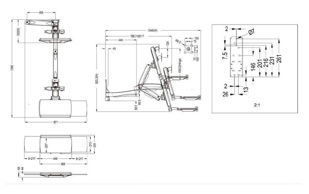 Multibrackets Wand-Schwenkarm – 15–27", 8 kg, weiss
