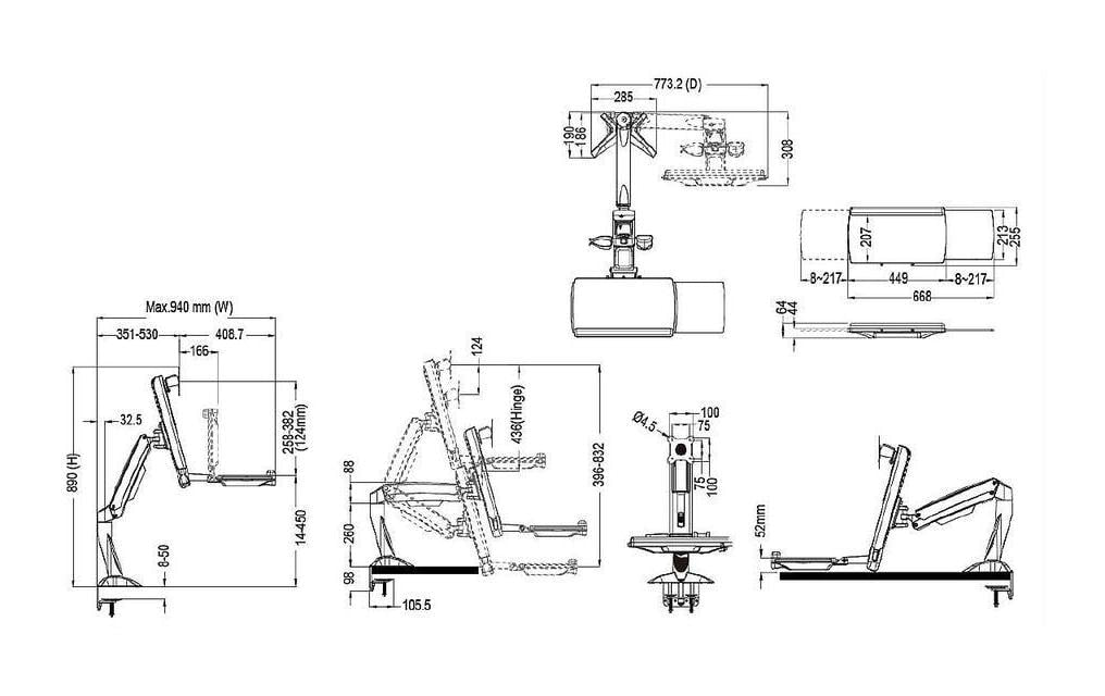 Multibrackets Wandhalterung – bis 27", 8 kg, drehbar, schwarz