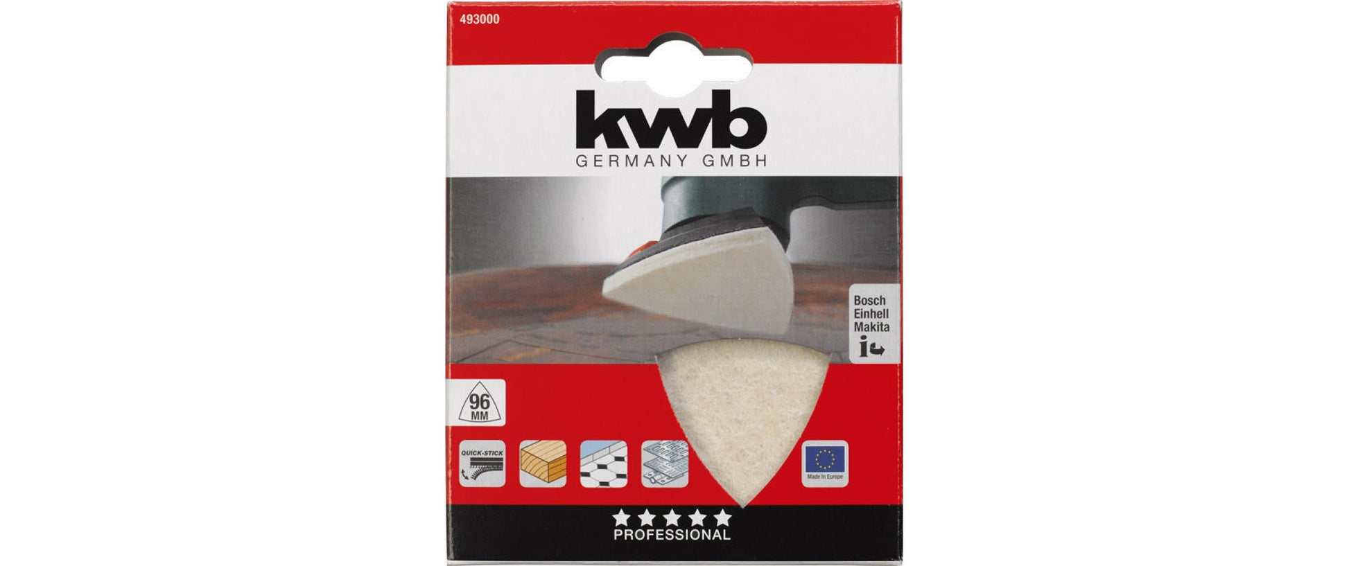 kwb Delta Polierscheibe 96 mm Filz – für Holz, Metall, Kunststoff u. a.