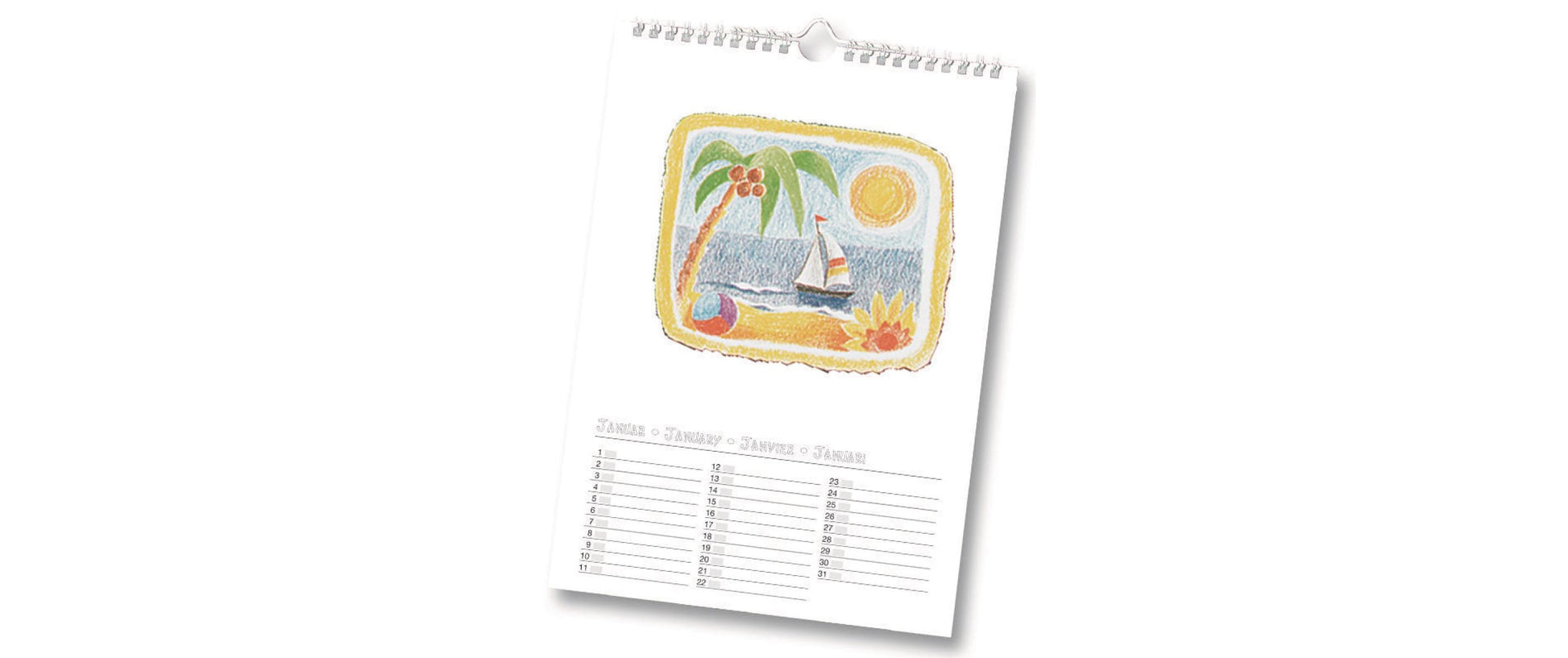 Folia Bastel-Dauerkalender immerwährend – 21 × 29,7 cm – d/f/gb – mit Tagesfeldern, mit Aufhänger