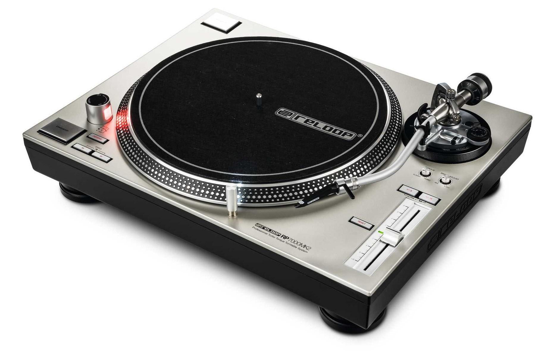 Reloop RP-7000 MKII – Plattenspieler – Stationär – Direktantrieb, Phono-Vorverstärker, Line/Phono umschaltbar – Silber