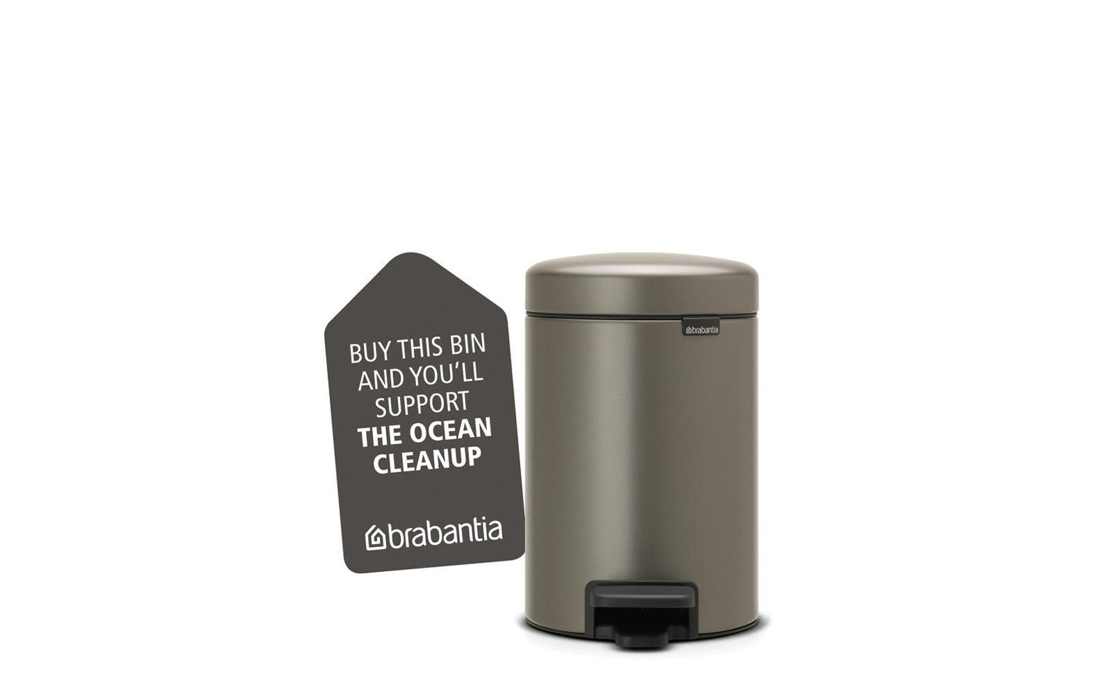 Brabantia NewIcon Treteimer – 3 l – Edelstahl, rund – mit Innenkübel, Anti-Rutsch