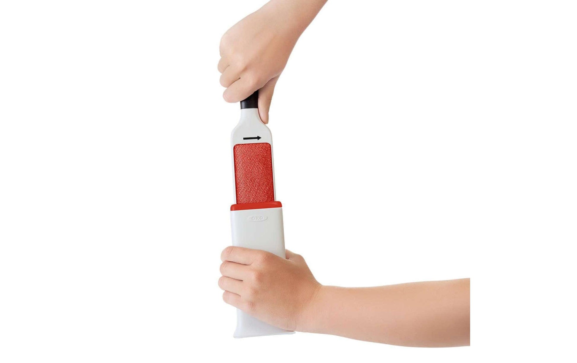 OXO Good Grips Textil-/Fusselbürste – selbstreinigend, Nylon, 17,4×3,9 cm, Weiss, für Kleider