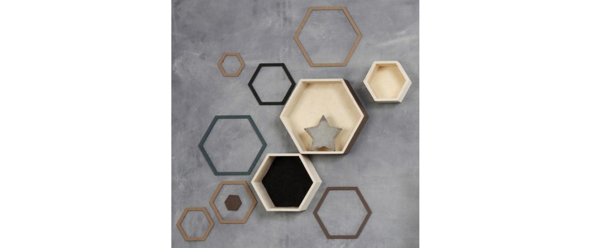Creativ Company Wandregal, Hexagonal – Holz, Braun – 3 Stk.