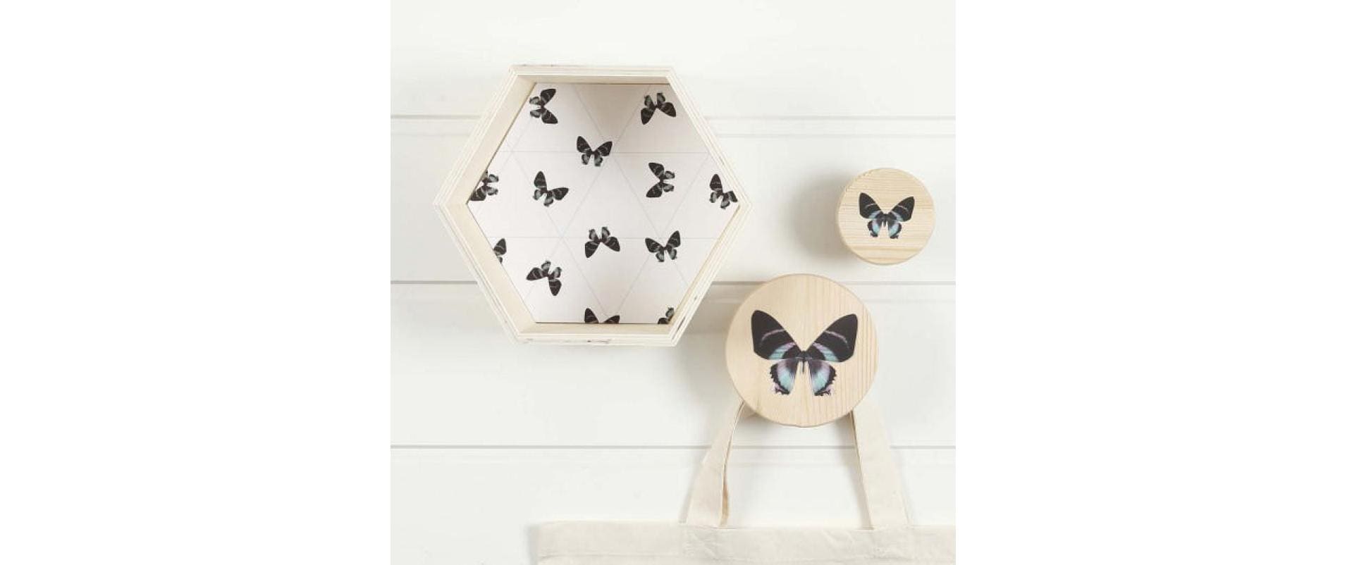 Creativ Company Wandregal, Hexagonal – Holz, Braun – 3 Stk.