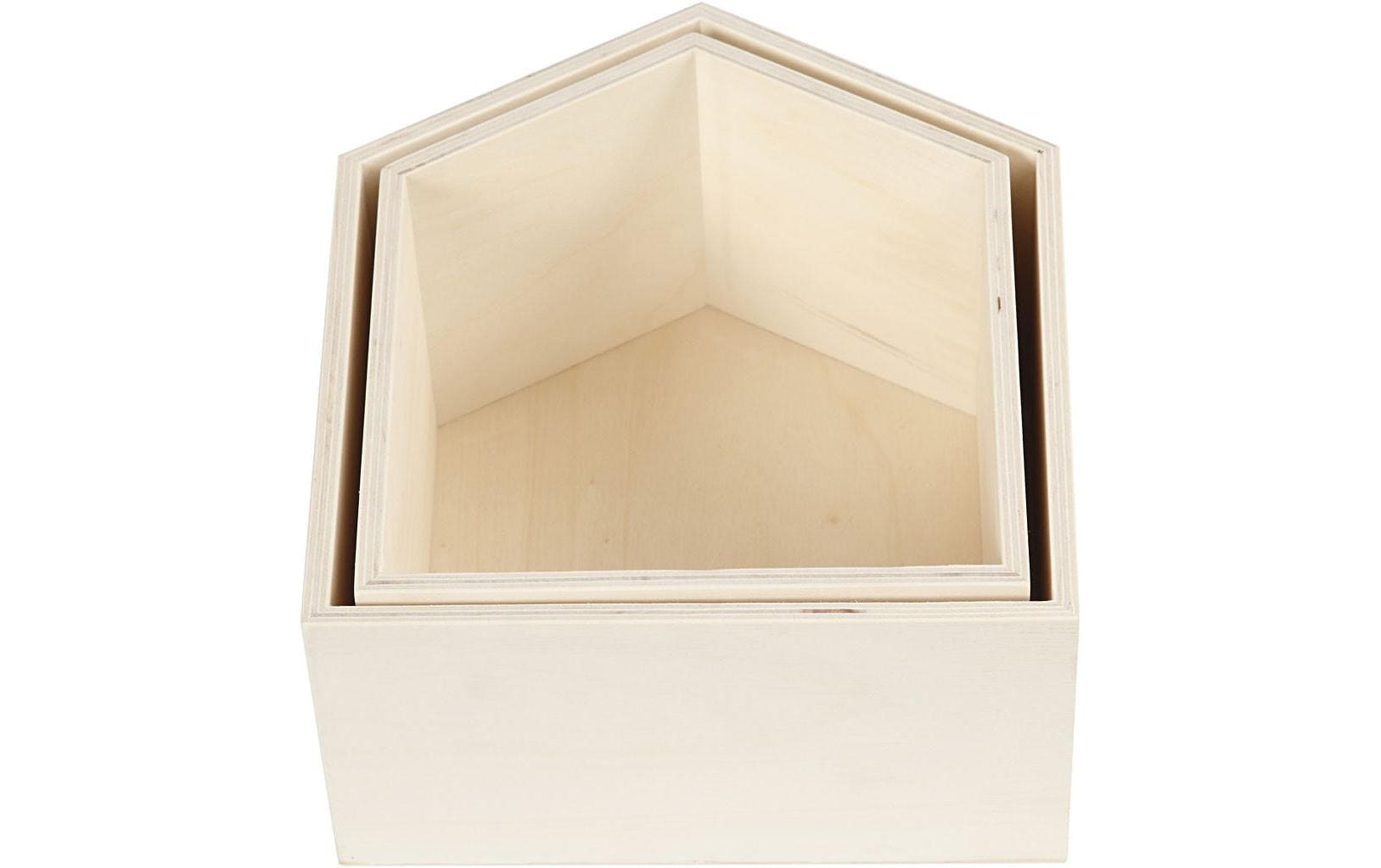 Creativ Company Aufbewahrungsbox Haus – Sperrholz – Braun – 225 × 250 × 125 mm – 2 Stück