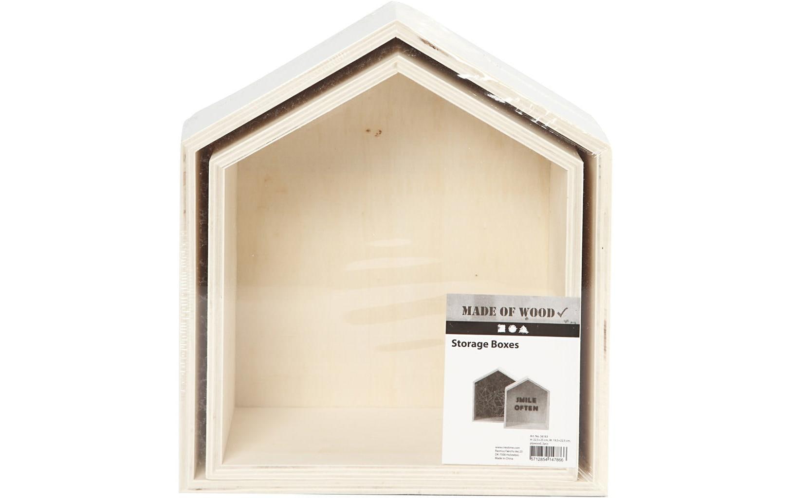 Creativ Company Aufbewahrungsbox Haus – Sperrholz – Braun – 225 × 250 × 125 mm – 2 Stück