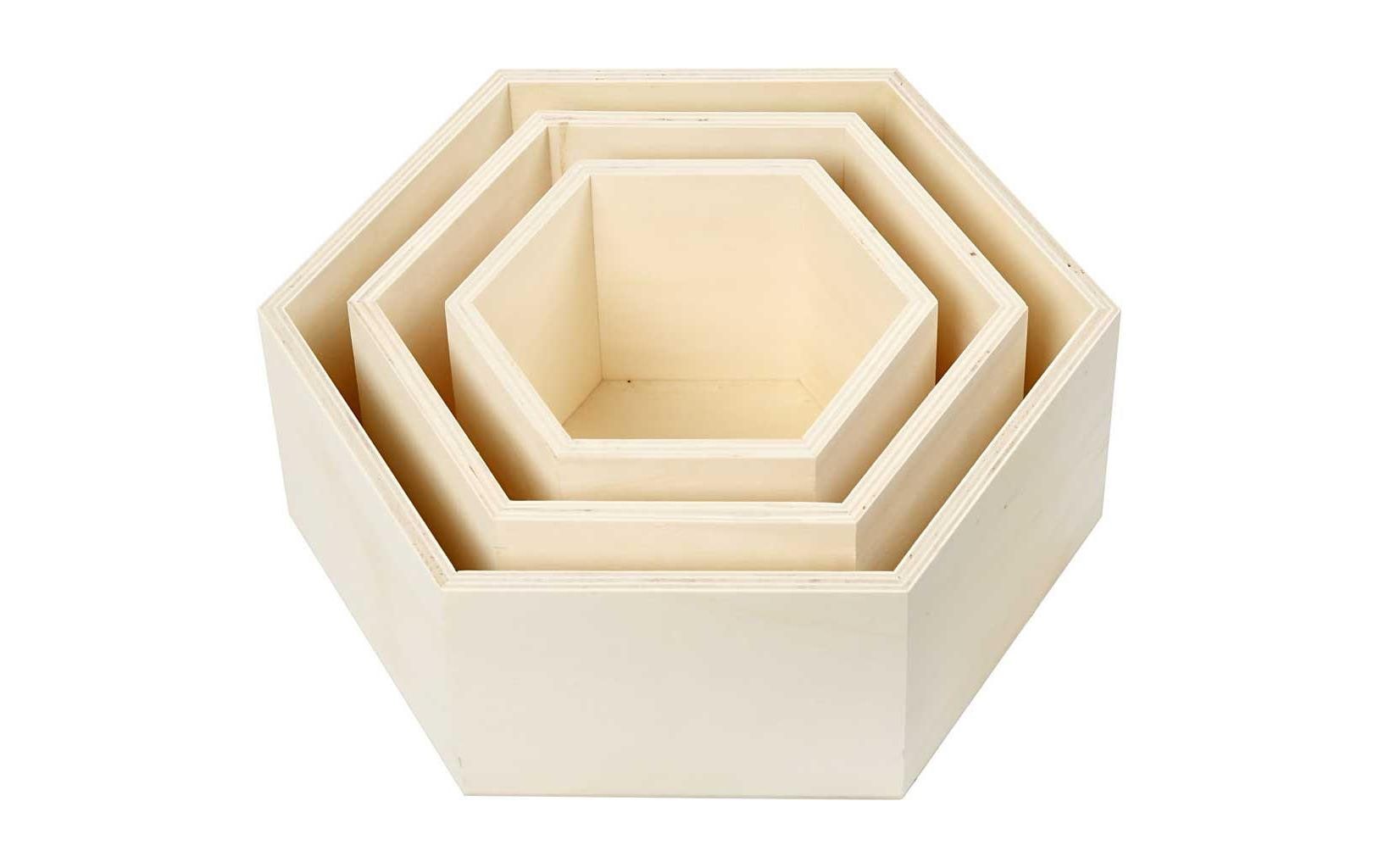 Creativ Company Wandregal, Hexagonal – Holz, Braun – 3 Stk.