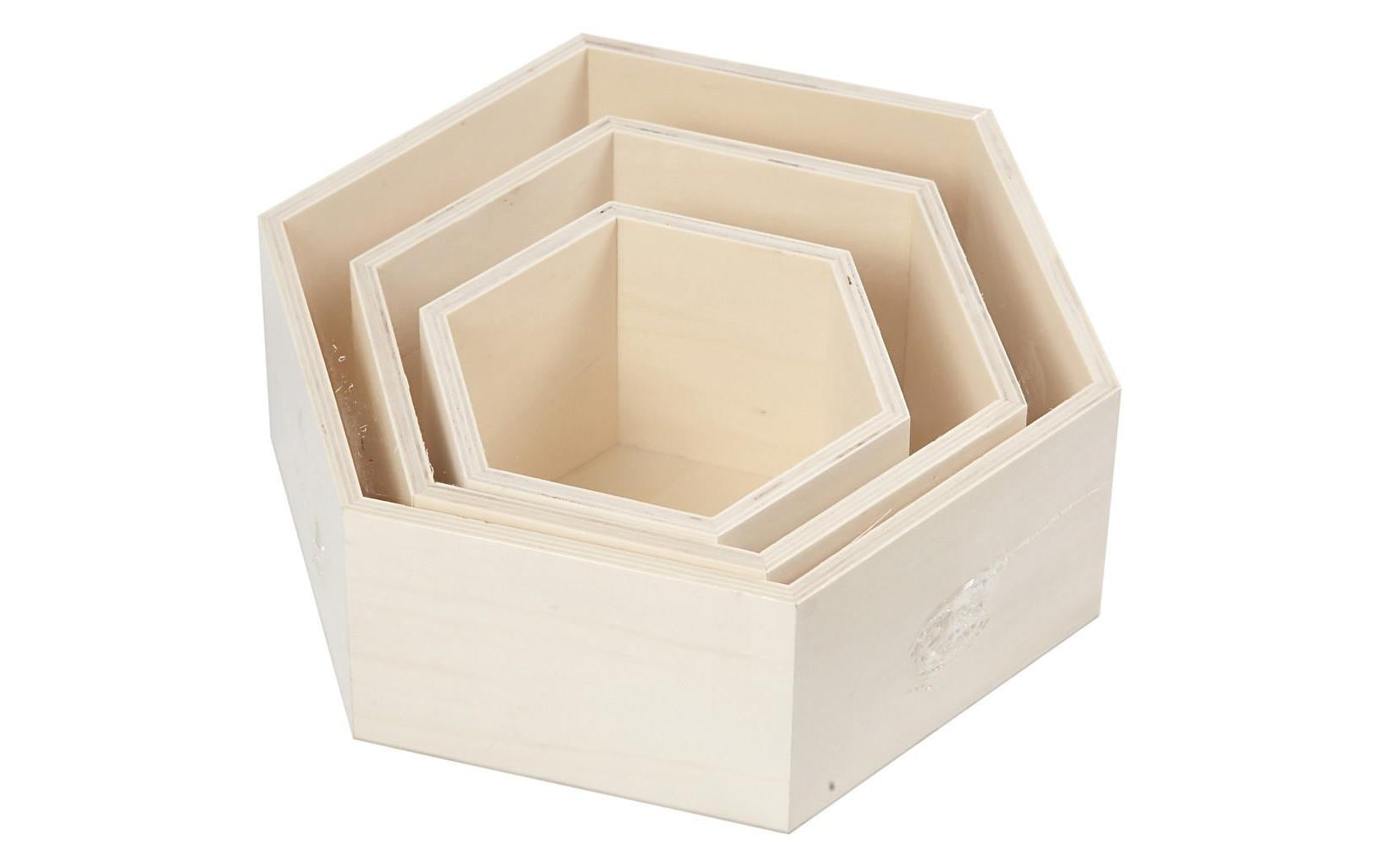 Creativ Company Wandregal, Hexagonal – Holz, Braun – 3 Stk.