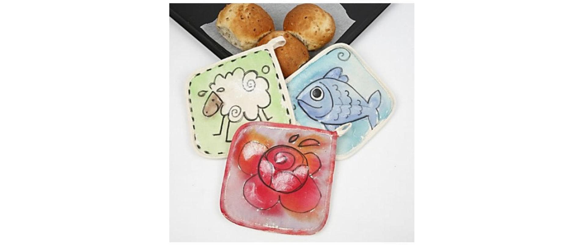Creativ Company Topflappen 20 × 20 cm, 4 Stk., Baumwolle, Weiss