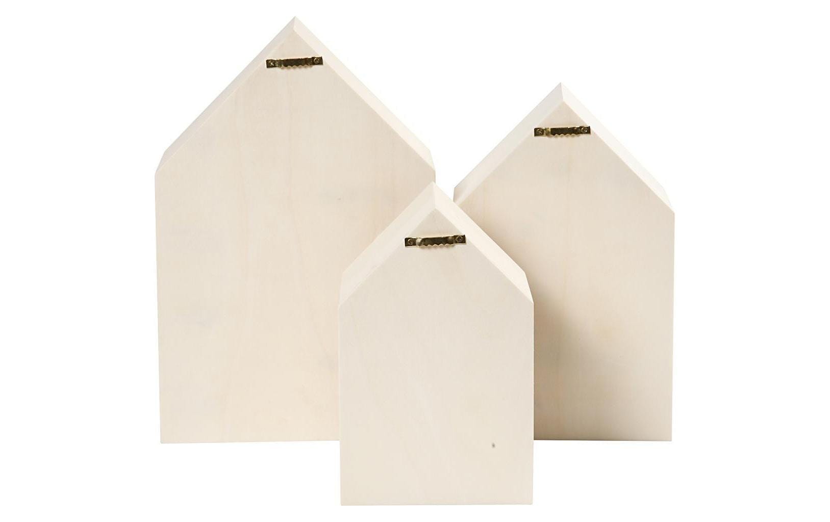 Creativ Company Wandhalterung Haus – Holz – Braun – 200 × 310 × 100 mm – 3 Stück