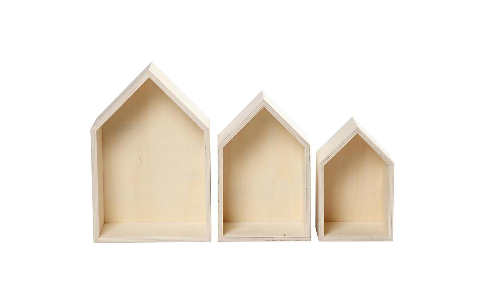 Creativ Company Wandhalterung Haus – Holz – Braun – 200 × 310 × 100 mm – 3 Stück
