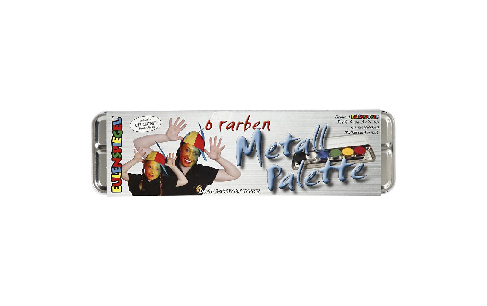 Eulenspiegel Schminkpalette – 6 Farben, mit Pinsel und 3 Schwämmen
