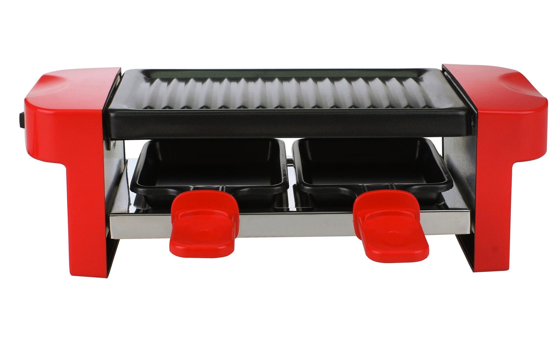Ohmex Raclette Mini – 2 Personen, 350 W, Teflonbeschichtet – Schwarz/Rot
