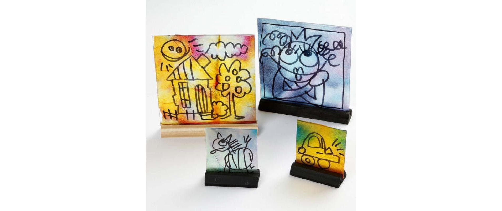 Creativ Company Glasplatte mit Holzständer – 10-teilig – 15,5 × 15,5 × 2,8 cm – Glas & Holz, transparent