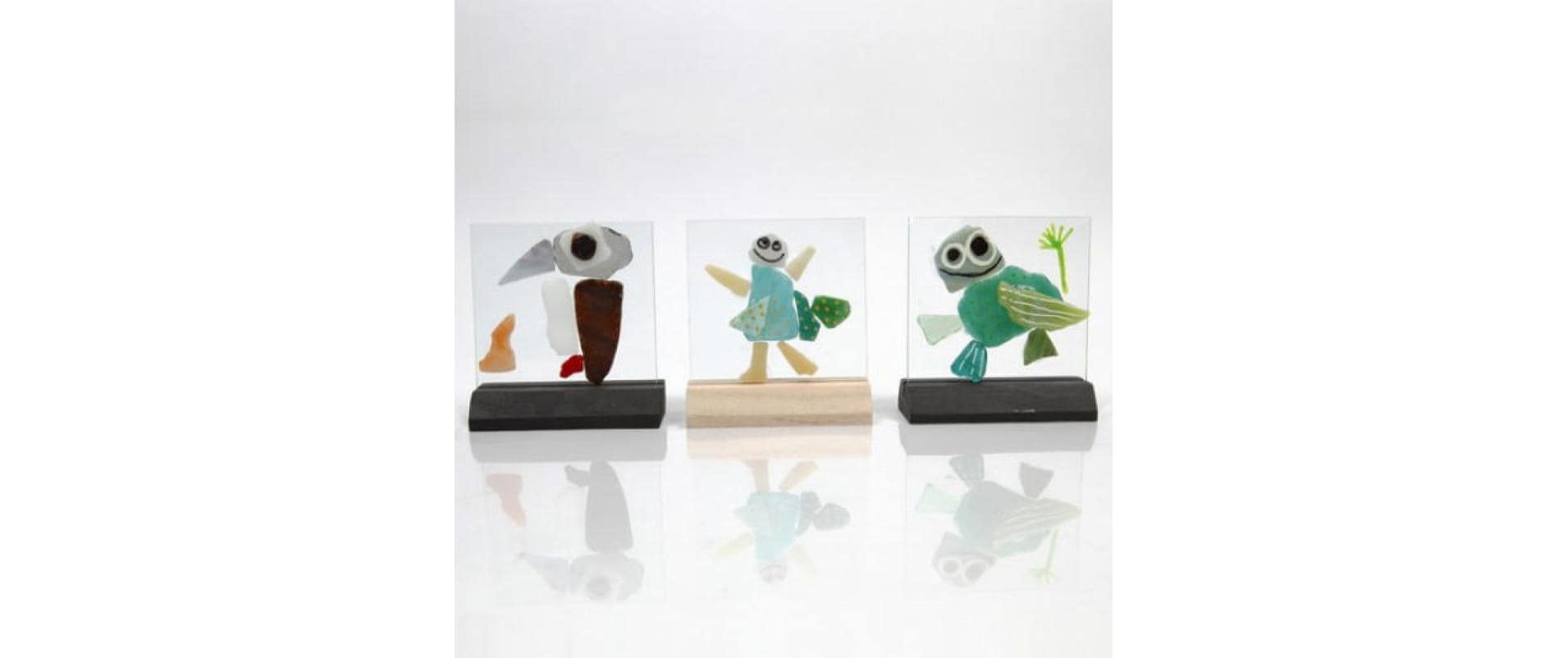 Creativ Company Glasplatte mit Holzständer – 10-teilig – 15,5 × 15,5 × 2,8 cm – Glas & Holz, transparent