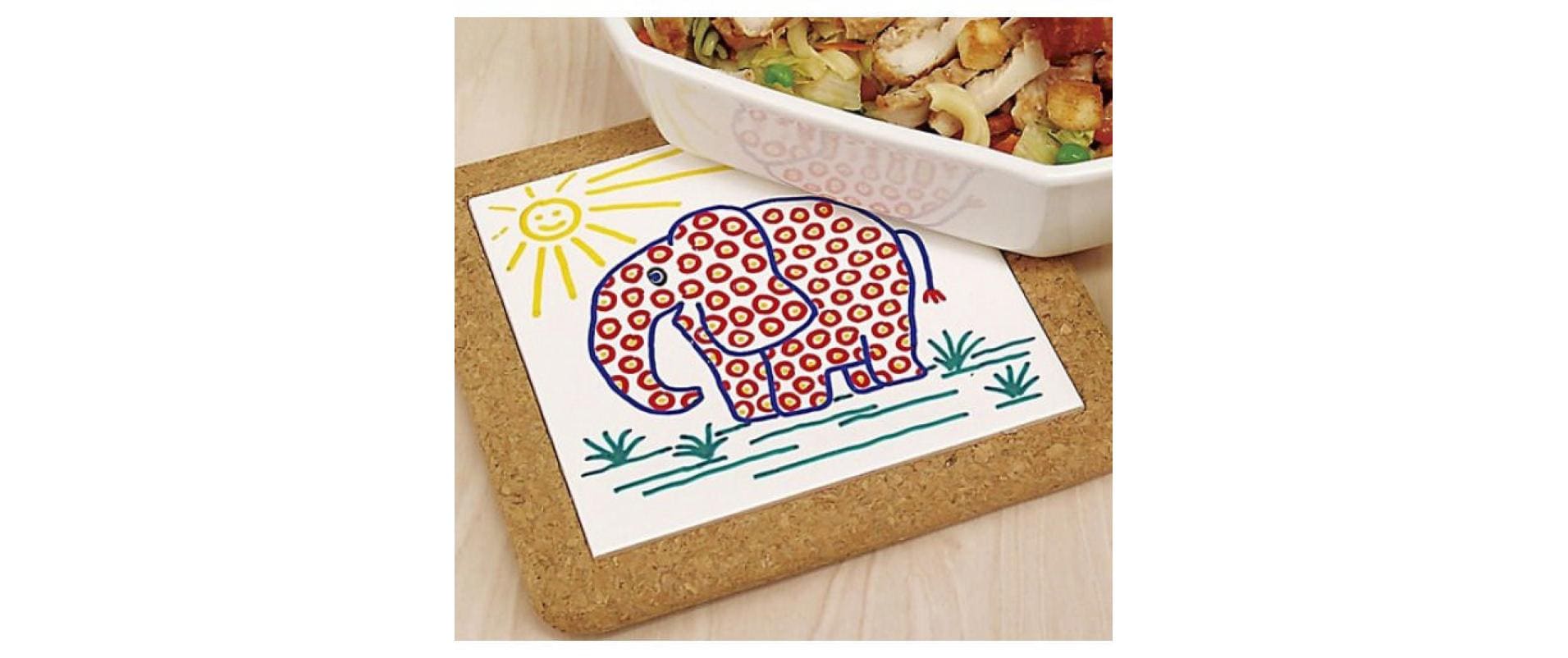 Creativ Company Untersetzer 55654 – 19,0 × 19,0 × 1,1 cm, Porzellan/Kork, Weiss