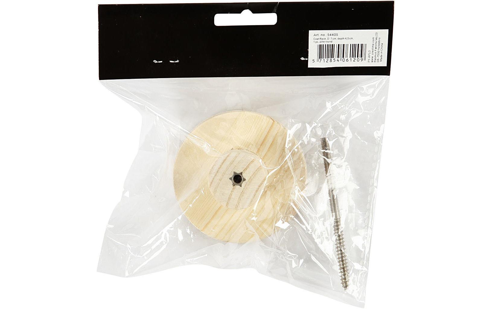 Creativ Company Haken – Holz (Kiefer) – Braun – Ø 70 × H 70 mm