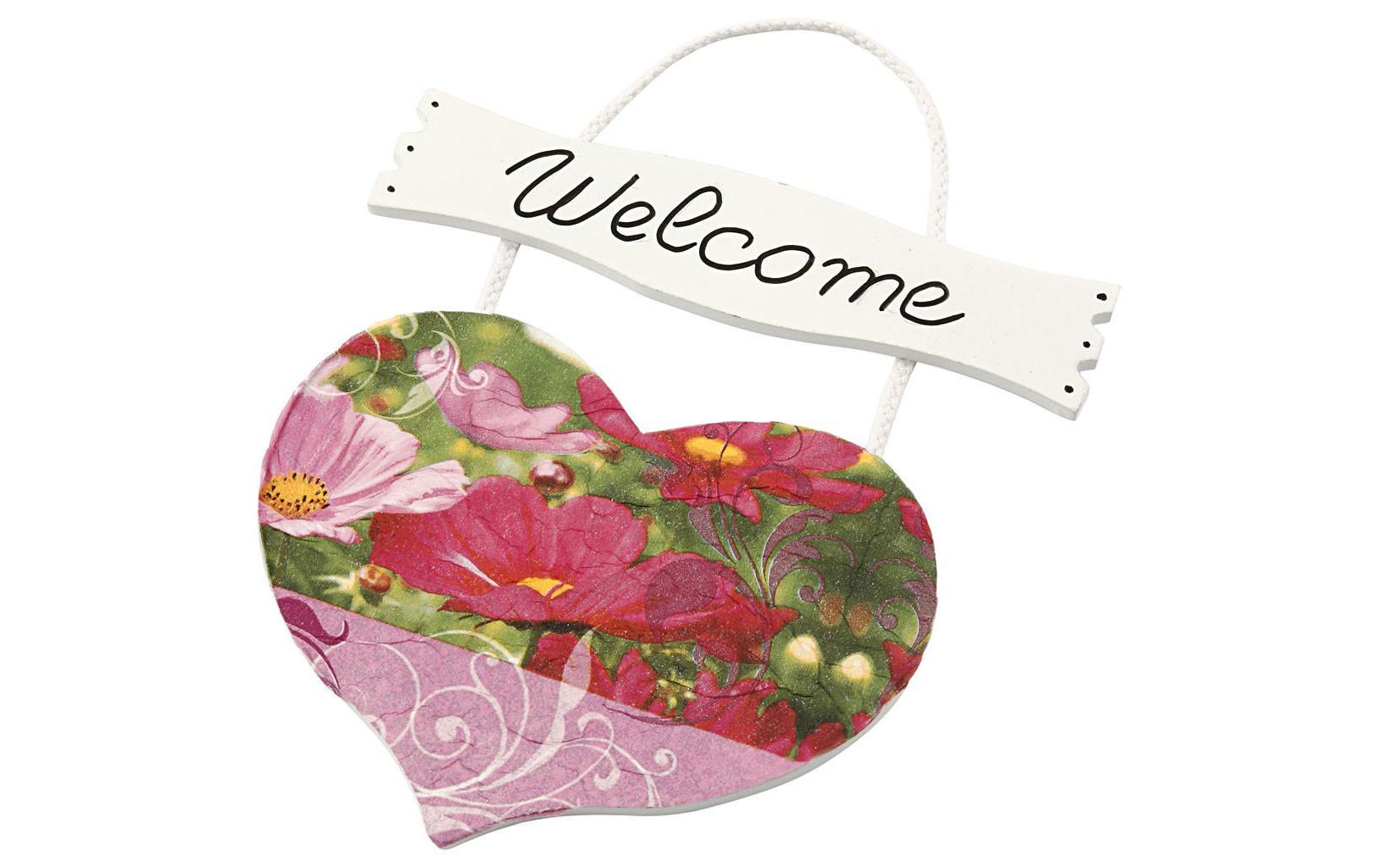 Creativ Company Schild Herz – 28 × 19 × 0,5 cm – Holz & MDF, weiss