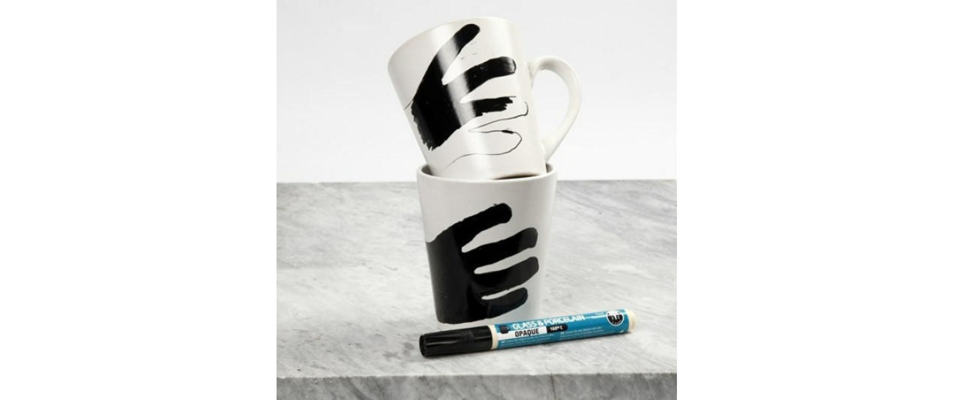 Creativ Company Tasse – Ø 8,0 cm, H 10,0 cm, Porzellan, Weiss, mit Henkel