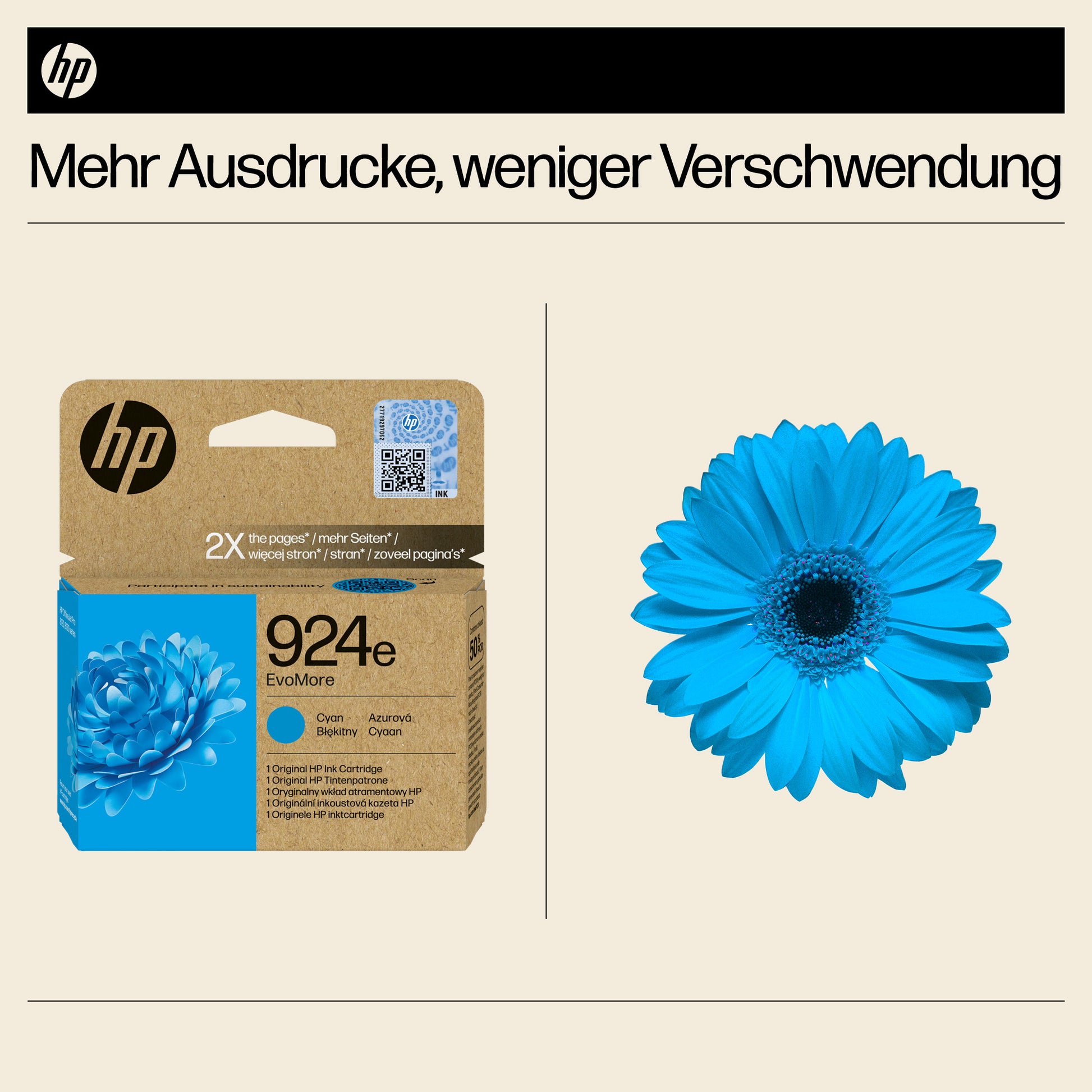 HP 924EXL Cyan Tintenpatrone (Original) – 800 Seiten – für HP 924E