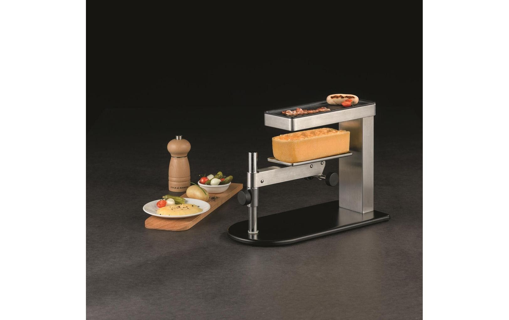 Koenig Raclette-Grill B02226 – 24 × 9 cm Grillplatte, Kippfunktion, 600 W – Schwarz/Edelstahl
