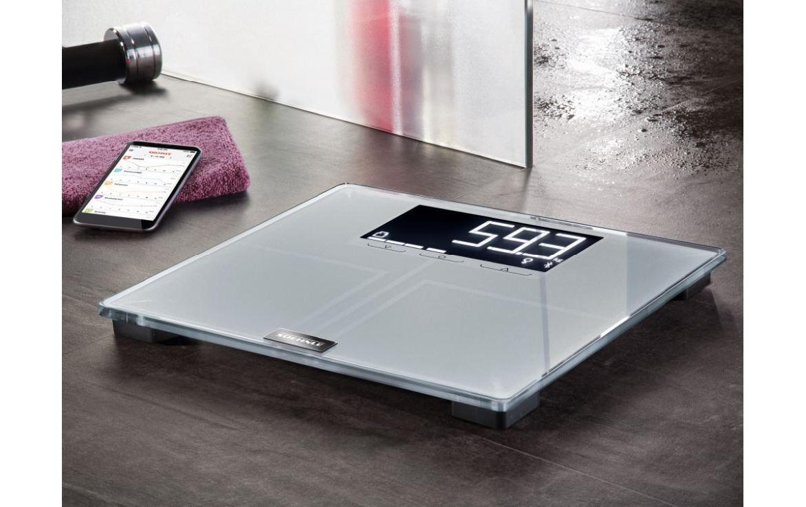 Soehnle Digitale Personenwaage Shape Sense 200 – Bluetooth 4.0, App-kompatibel – 200 kg – Grau