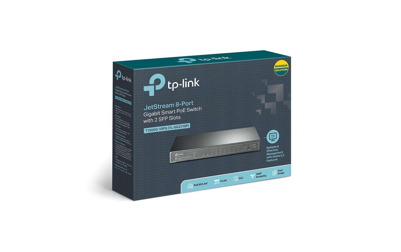 TP-Link SG2210P – Managed Switch – 8×GbE, 2×SFP, L2/L2+, PoE+ 53 W