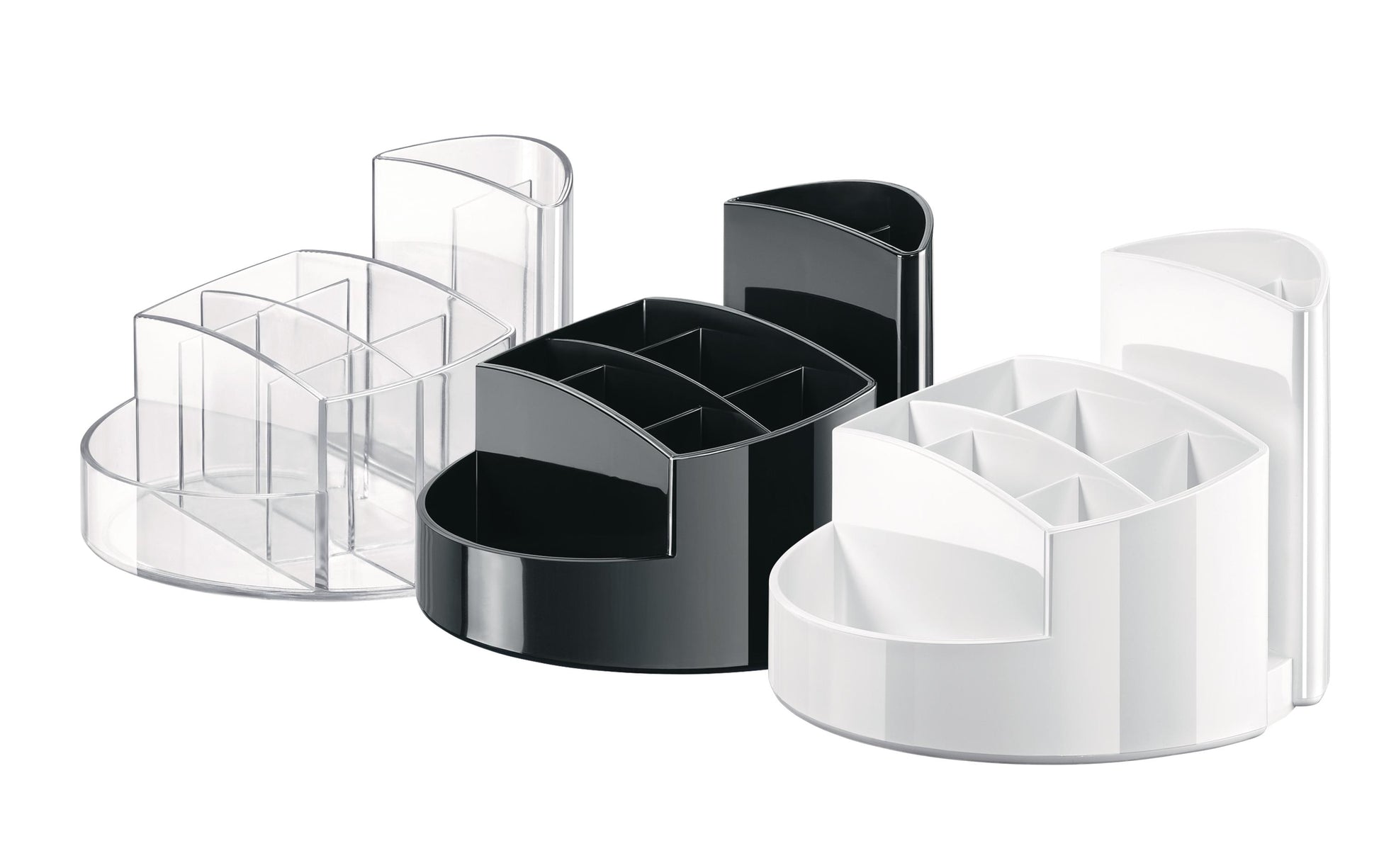 HAN Rondo Stifteköcher – 9 Fächer, schwarz, Polystyrol (PS), B 140 × H 109 × T 140 mm