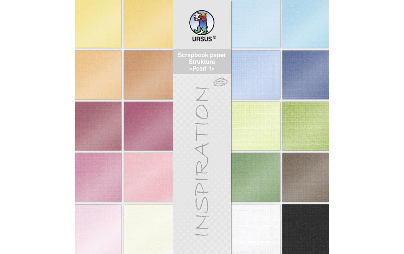URSUS Fotokarton Leinenstruktur Pearl – 30,5 × 30,5 cm, mehrfarbig, 220 g/m² – 20 Blatt