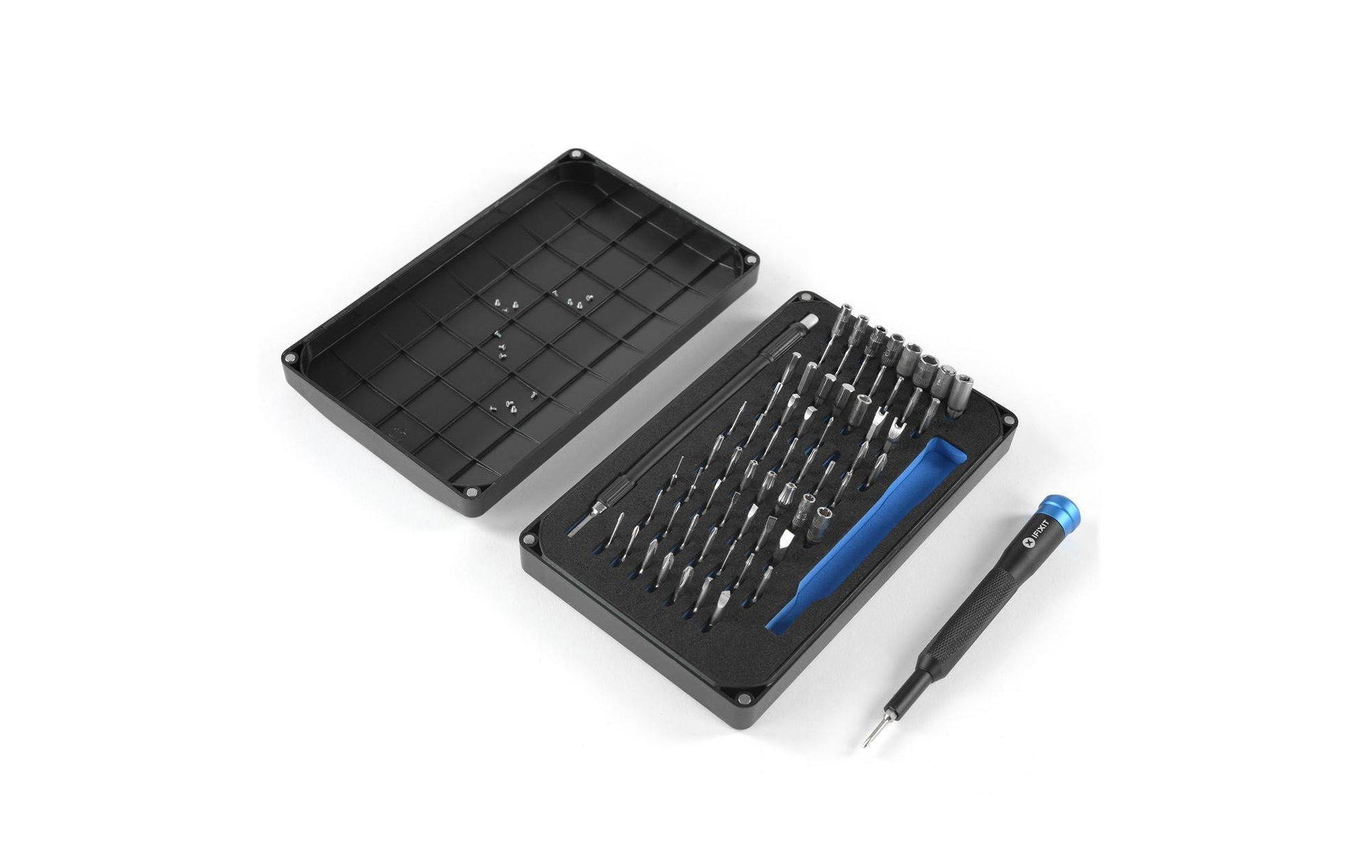 iFixit Pro Tech Toolkit – Spudger, Saugnapf und Pinzette – Schwarz, Blau, Edelstahl