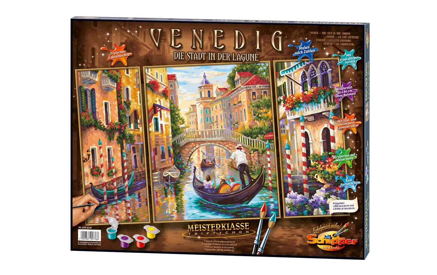 Schipper Malen-nach-Zahlen-Set Venedig – 3-teilig (Mittel 40 × 50 cm, Seiten 20 × 50 cm) – ab 8 Jahren