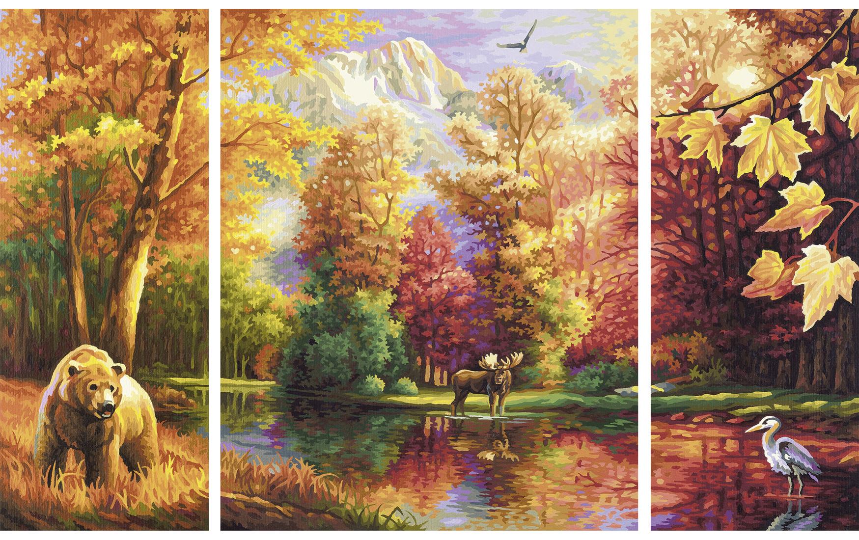 Schipper Malen-nach-Zahlen-Set Indian Summer (Triptychon) – 3-teilig, 40 × 50 cm, 20 × 50 cm – ab 8 Jahren