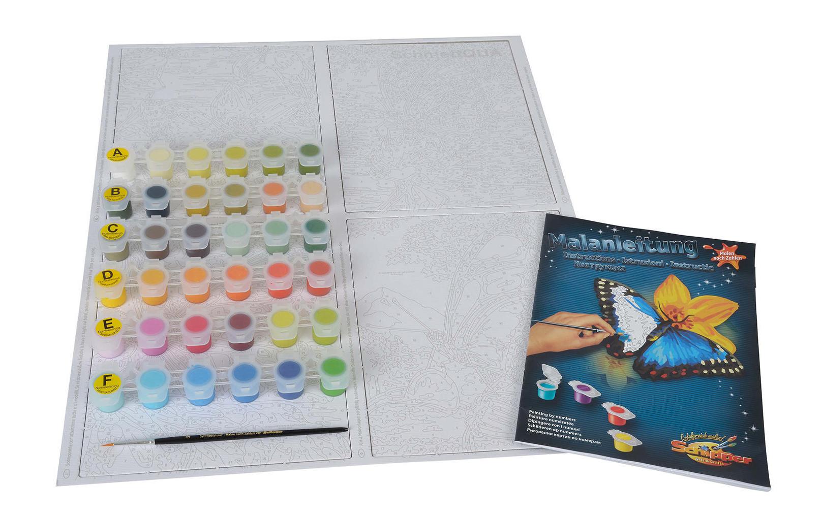 Schipper Malen-nach-Zahlen-Set – Schmetterlinge – 4-teilig, je 18 × 24 cm – ab 8 Jahren