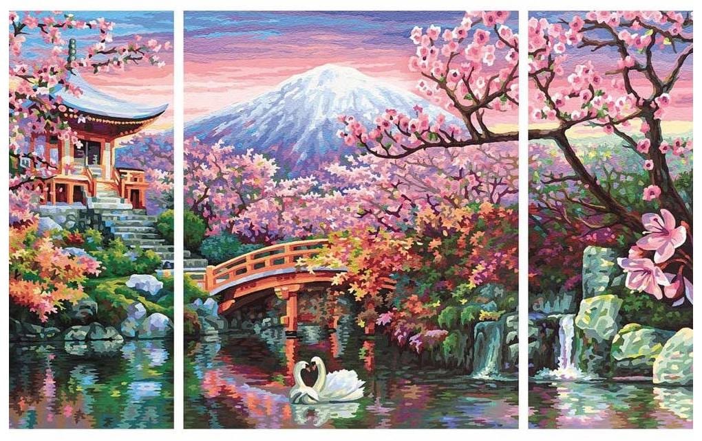 Schipper Malen-nach-Zahlen-Set – Kirschblüte in Japan (Triptychon) – 3-teilig, 80 × 50 cm – ab 8 Jahren