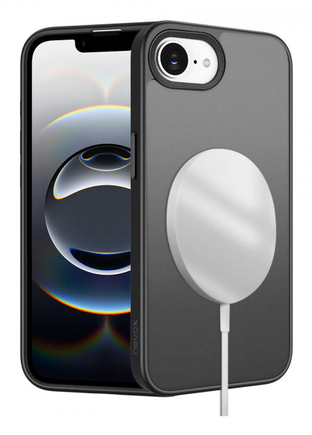 nevox StyleShell Invisio MS Backcover – für Apple iPhone 16e, MagSafe, PU+TPU, schwarz, schmutzabweisend