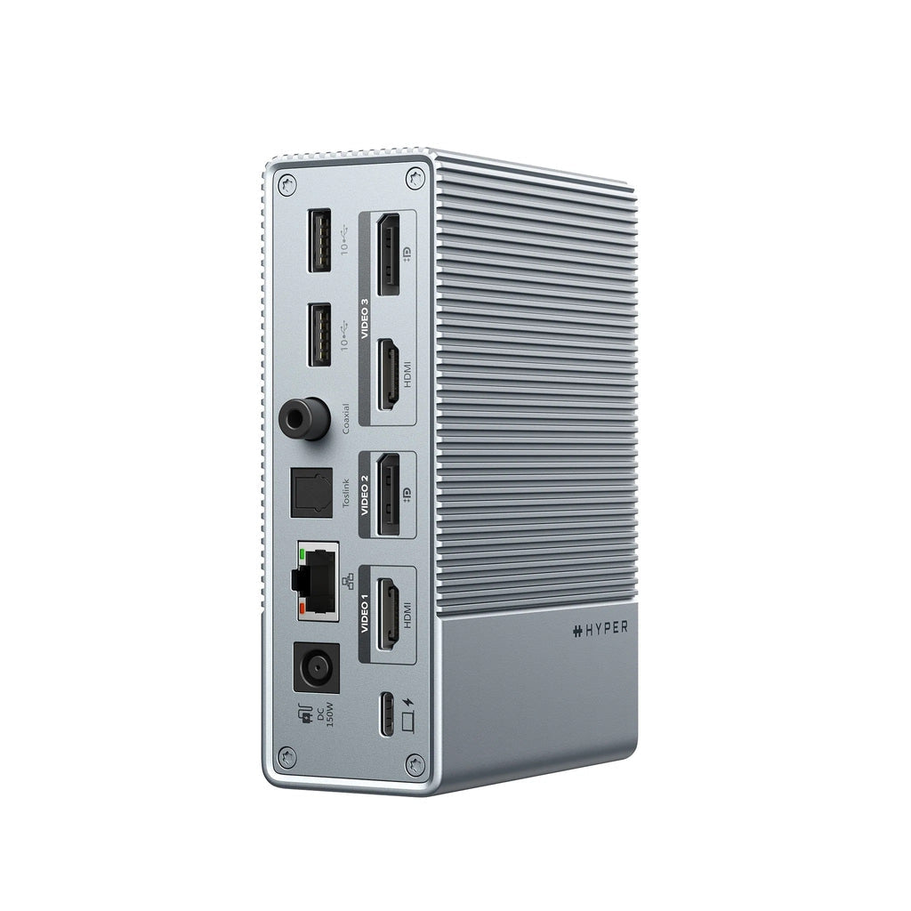 HYPER HDG215-EU Dockingstation – USB-C, 2× DP, 2× HDMI, 3× USB-A, 2× USB-C, 100 W PD, GbE, für Windows/Mac/iPad