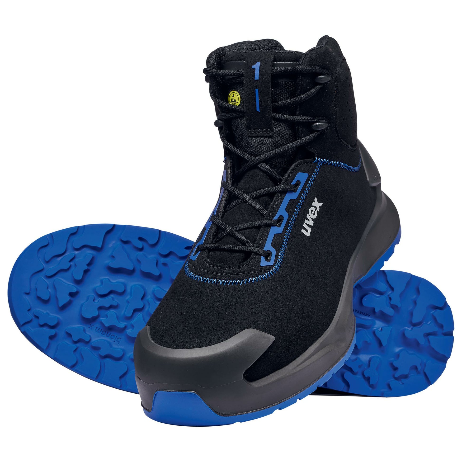 Uvex 1 x-craft Sicherheitsstiefel S2 – Schwarz/Blau – Grösse 35, Weite 11