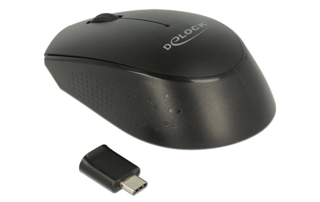 DeLOCK 12526 – Maus – Kabellos (2,4 GHz), 1000 DPI, beidhändig, Schwarz